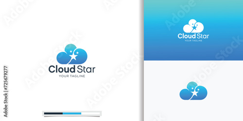 Star logo with creative cloud design. Unique concept dual meaning. Star data corporate logo template