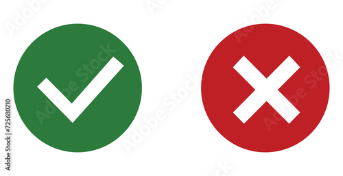 Correct and Incorrect icon, right and wrong icon. Vector illustration. EPS file 15. photo