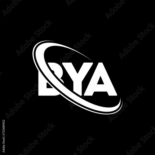 BYA logo. BYA letter. BYA letter logo design. Initials BYA logo linked with circle and uppercase monogram logo. BYA typography for technology, business and real estate brand. photo