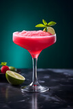Pink daiquiri cocktail with lime