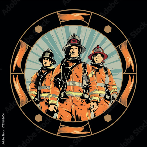 Firefighter illustration T-shirt design