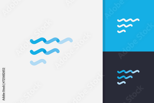water flow letter f logo design vector template