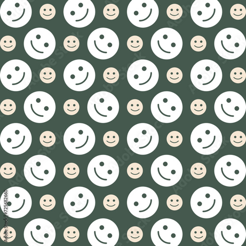 Happy Emoticon Vector Illustration repeating trendy cute pattern colorful green background