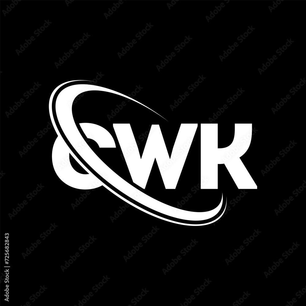 CWK logo. CWK letter. CWK letter logo design. Initials CWK logo linked with circle and uppercase monogram logo. CWK typography for technology, business and real estate brand. - obrazy, fototapety, plakaty 