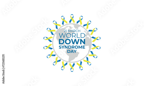 world down syndrome day, World down syndrome day with blue yellow color awareness ribbon bow Vector illustration.