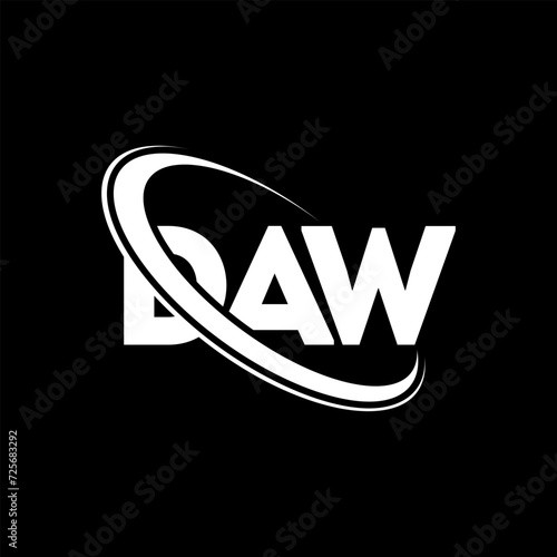DAW logo. DAW letter. DAW letter logo design. Intitials DAW logo linked with circle and uppercase monogram logo. DAW typography for technology, business and real estate brand.