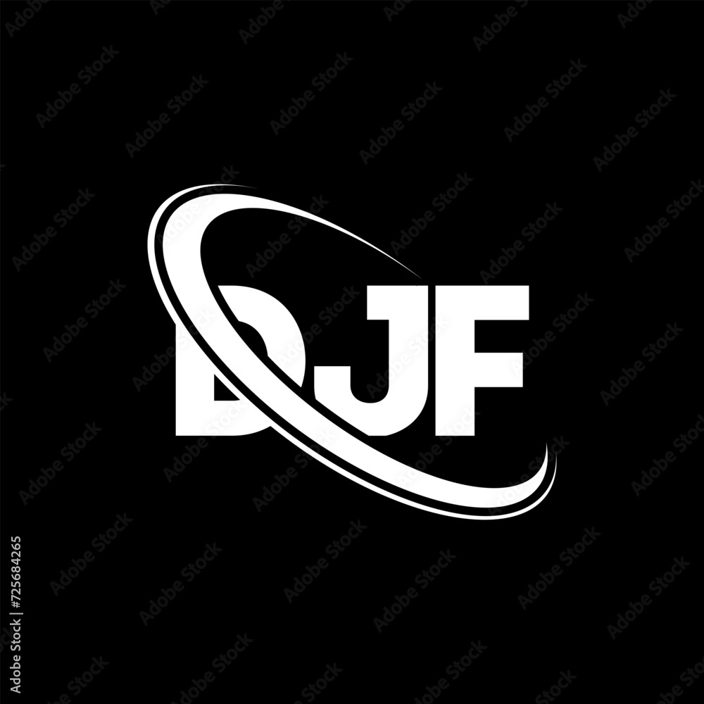 Obraz premium DJF logo. DJF letter. DJF letter logo design. Initials DJF logo linked with circle and uppercase monogram logo. DJF typography for technology, business and real estate brand.