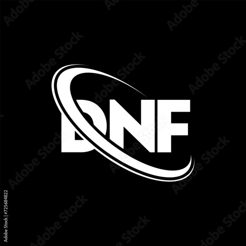 DNF logo. DNF letter. DNF letter logo design. Initials DNF logo linked with circle and uppercase monogram logo. DNF typography for technology, business and real estate brand. photo