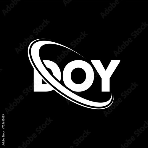 DOY logo. DOY letter. DOY letter logo design. Initials DOY logo linked with circle and uppercase monogram logo. DOY typography for technology, business and real estate brand.