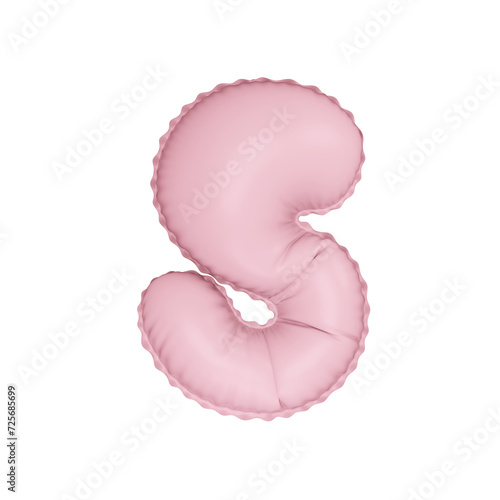 3D marshmallow pink color helium balloon letter S