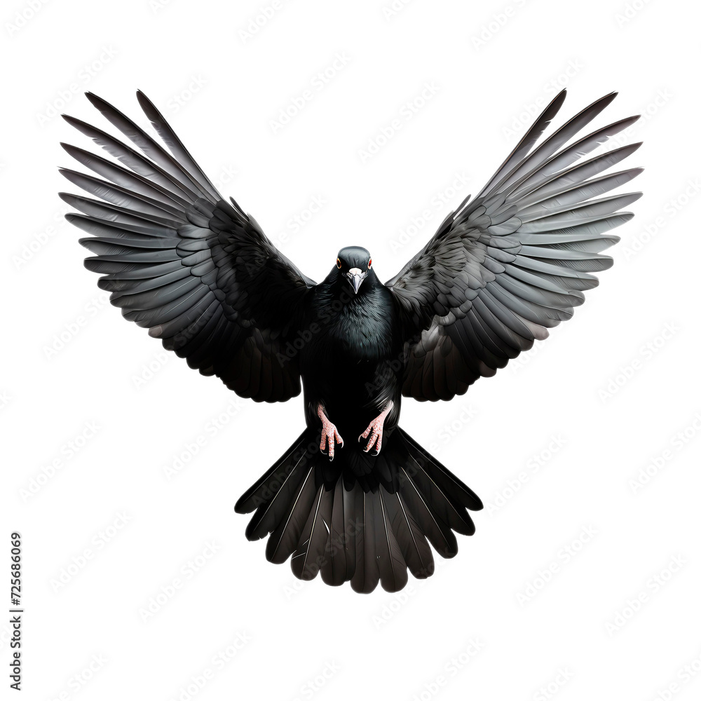 Fototapeta premium black dove in flight, isolated image 