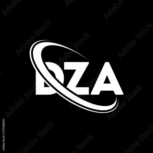 DZA logo. DZA letter. DZA letter logo design. Initials DZA logo linked with circle and uppercase monogram logo. DZA typography for technology, business and real estate brand.