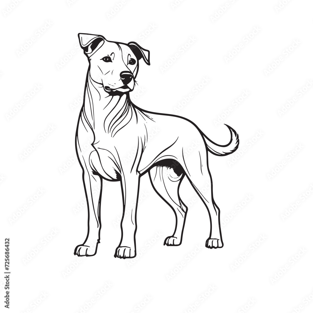 Dog heads, vector black illustration, silhouette image of animal, isolated black silhouette of a cute dog, line art of dog