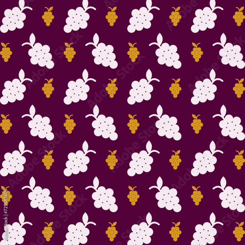 Grapes Icon Vector Illustration repeating trendy cute pattern colorful red background