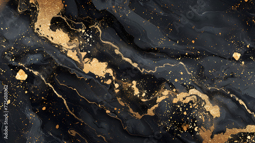 Gold Patterned natural of black marble (Gold Russia) texture background for product design