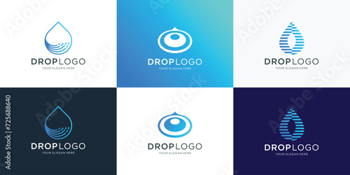 set of creative drop water logo design template inspirations.