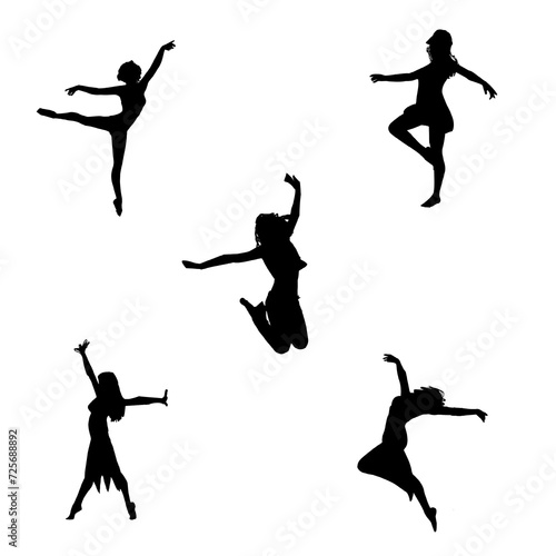 silhouette of a girl dancing, collection, set dancing women vector ballerina dancing silhouette set of dancing people  © Assan