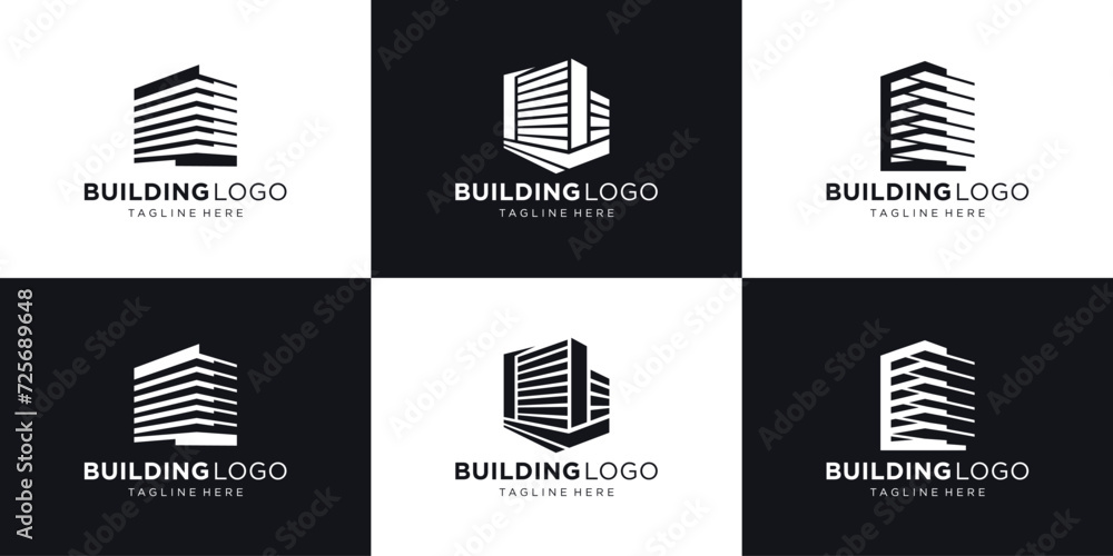 Symbol of building logo design inspiration, abstract real estate build logo collection. - obrazy, fototapety, plakaty 