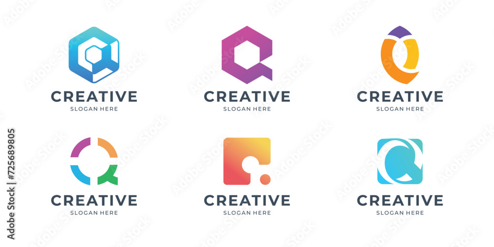 icon set modern logo letter Q colorful design template inspiration. icon set modern logo letter Q colorful design template inspiration.