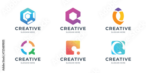 icon set modern logo letter Q colorful design template inspiration.