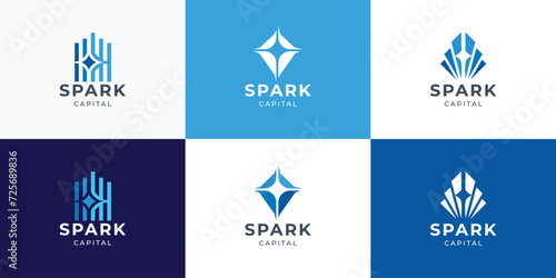 spark logo with finance capital design concept. 