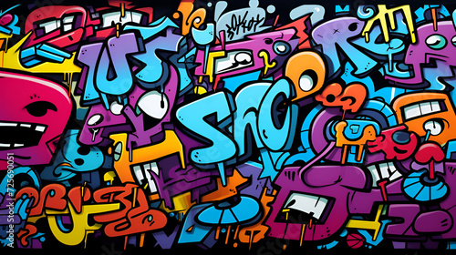 Graffiti on wall, Graffiti seamless background. Hip-hop art, Generative Ai