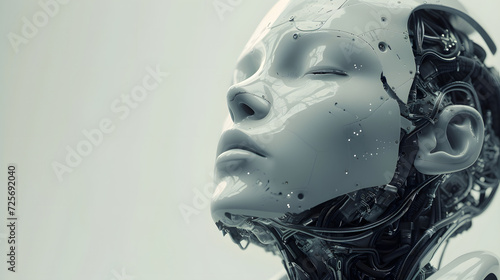 Portrait of female robot  android face  Artificial intelligence concept render 3d illustration