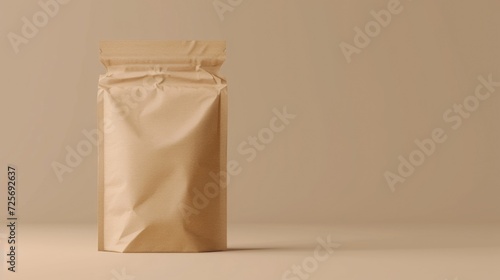 A brown paper bag sitting on top of a table. Can be used to represent simplicity, eco-friendly products, or packaging