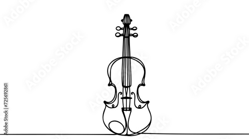 Violin one line art. Continuous line drawing of musical instrument