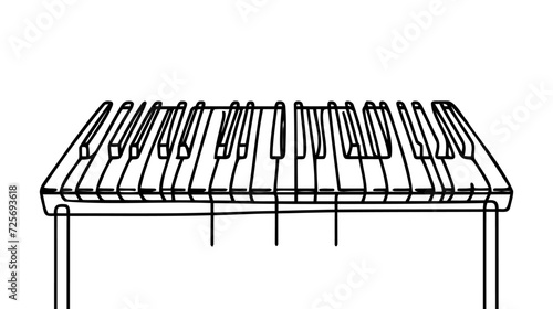 Continuous one line drawing of a piano keyboard. Musical instrument isolated on a white background.