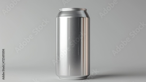 A can of soda placed on a gray surface. Suitable for food and beverage-related designs