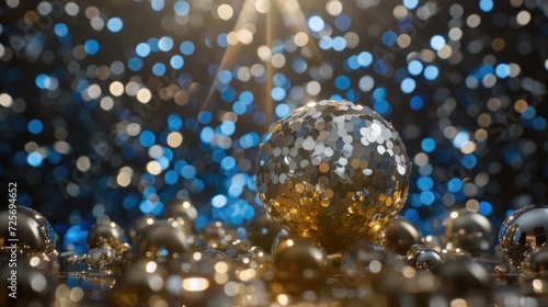 A shiny ball sitting on top of a table. Perfect for home decor or holiday-themed projects