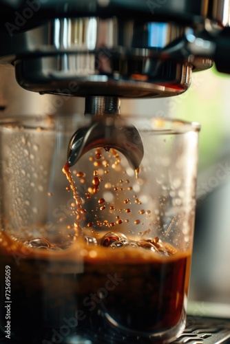 A close-up shot of a blender with liquid inside. Versatile and useful for various purposes