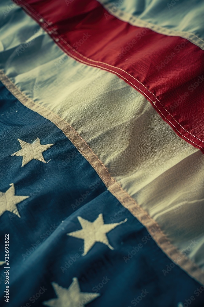 Close up view of an American flag with stars. Perfect for patriotic designs and national holiday celebrations Close up view of an American flag with stars. Perfect for patriotic designs and national holiday celebrations