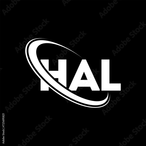 HAL logo. HAL letter. HAL letter logo design. Intitials HAL logo linked with circle and uppercase monogram logo. HAL typography for technology, business and real estate brand.