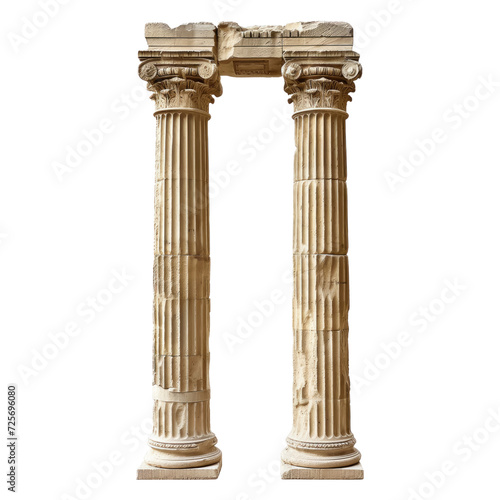Classic antique marble column. white doric column. ancient greek pillar. isolated on white background or transparent background