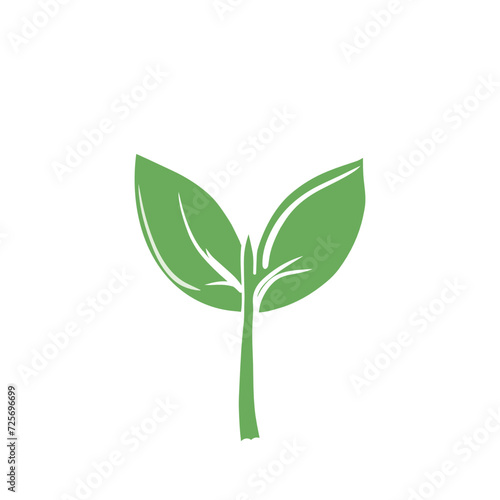 green leaf silhouette vector icon. 
