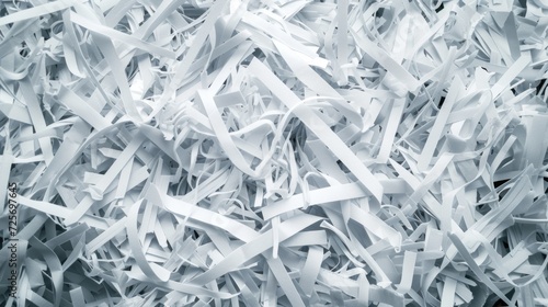 Shredded paper piled on top of a table. Suitable for various business  office  or recycling concepts