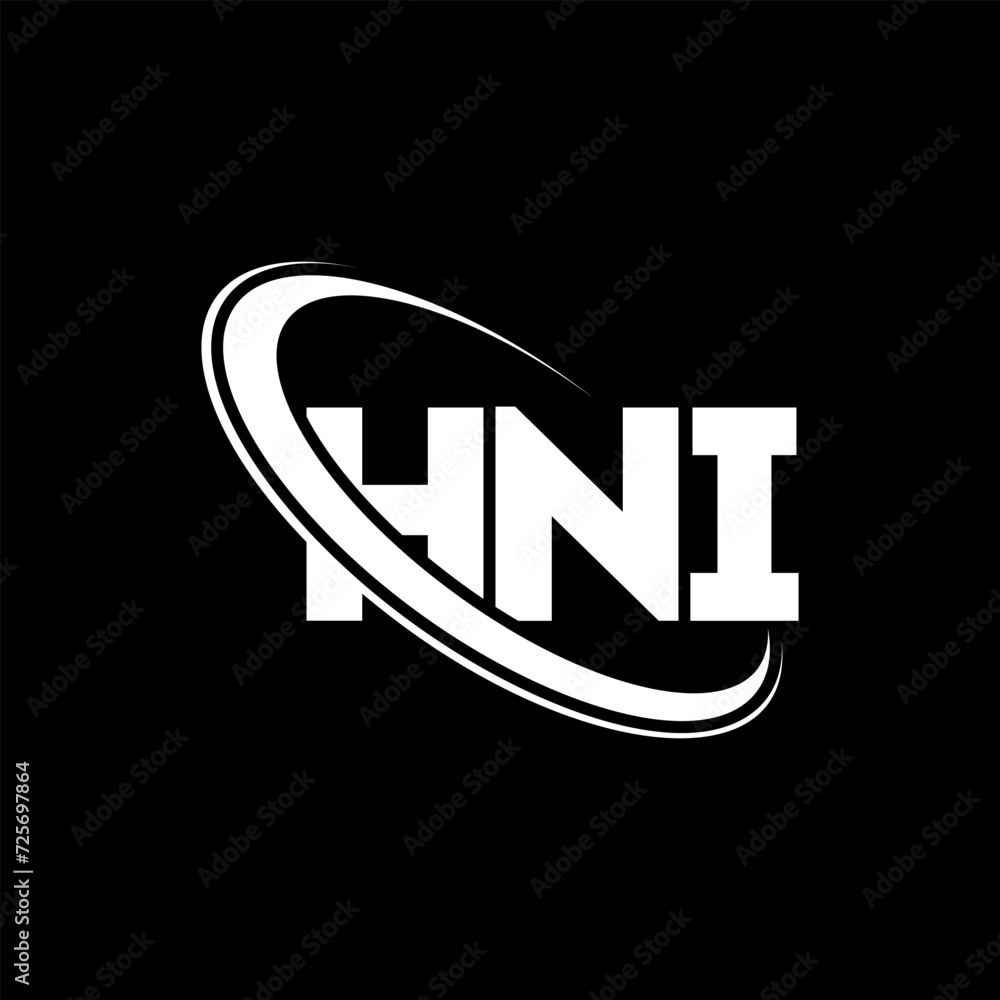 HNI logo. HNI letter. HNI letter logo design. Initials HNI logo linked with circle and uppercase monogram logo. HNI typography for technology, business and real estate brand.