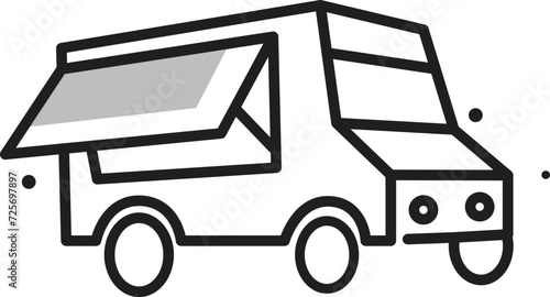 Food truck logo icon. Vector foodtruck kitchen street van design icon