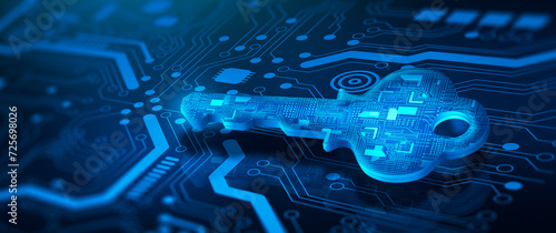 Photos Digital key in technology background