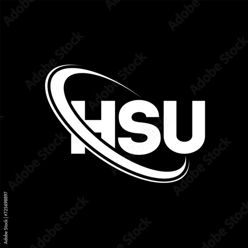 HSU logo. HSU letter. HSU letter logo design. Initials HSU logo linked with circle and uppercase monogram logo. HSU typography for technology  business and real estate brand.