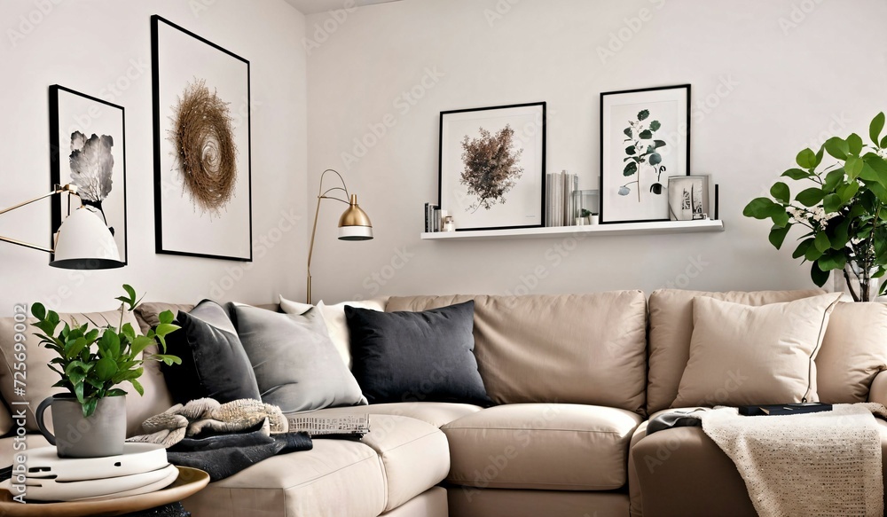 Living room minimalist, Interior Design - obrazy, fototapety, plakaty 