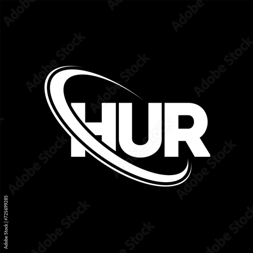 HUR logo. HUR letter. HUR letter logo design. Initials HUR logo linked with circle and uppercase monogram logo. HUR typography for technology, business and real estate brand. photo