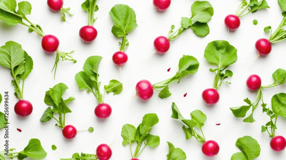 fresh red radish flatlay isolated on white background fresh red radish flatlay isolated on white background