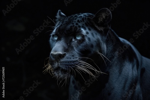 black dark leopard panther with dark background photo