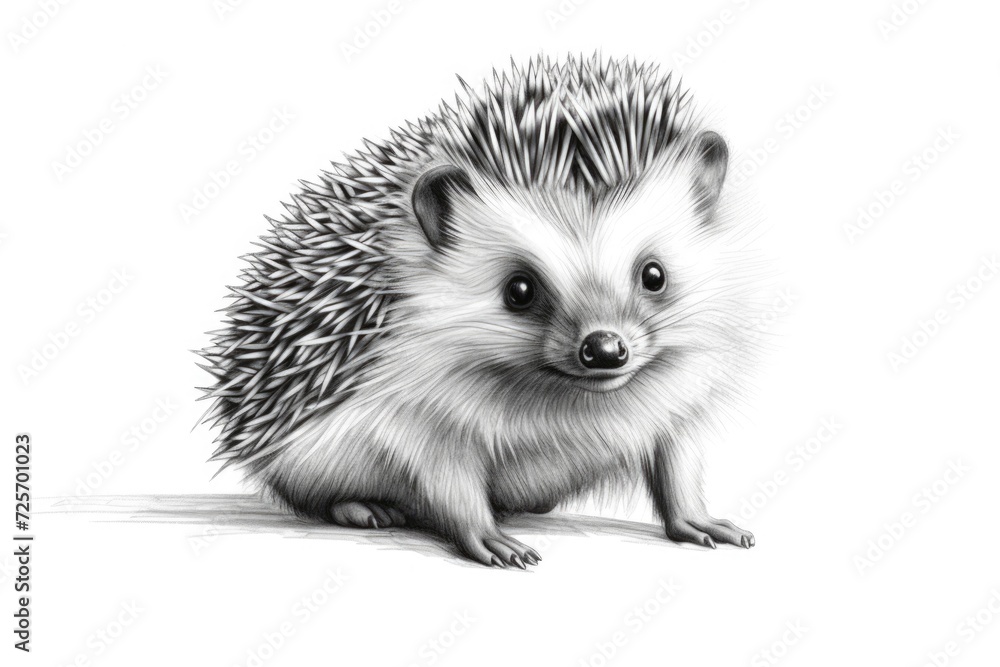 Obraz premium A simple black and white drawing of a hedgehog. Suitable for educational materials or nature-themed designs