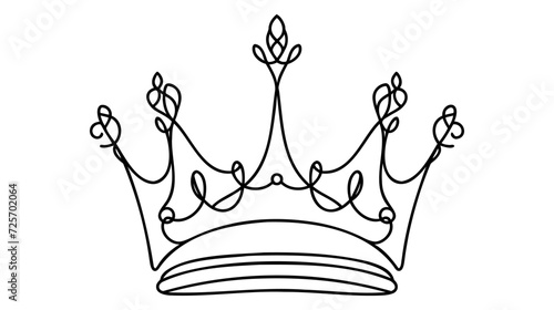Continuous one line drawing of royal crown. Simple king crown line art design. Editable active stroke vector