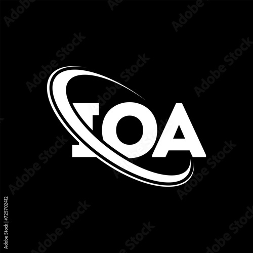 IOA logo. IOA letter. IOA letter logo design. Initials IOA logo linked with circle and uppercase monogram logo. IOA typography for technology, business and real estate brand. photo