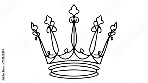 Continuous one line drawing of royal crown. Simple king crown line art design. Editable active stroke vector